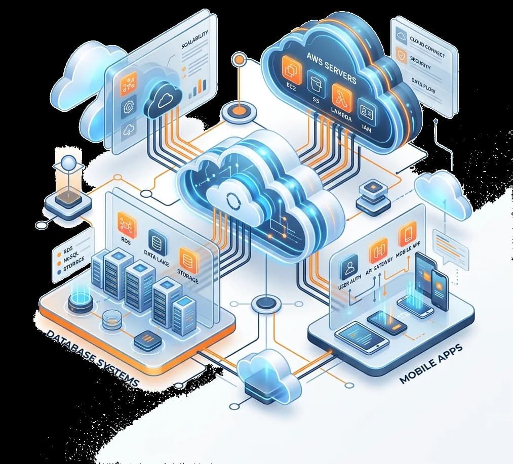TwinsCloud AWS Cloud Infrastructure and Managed DevOps Solutions Illustration